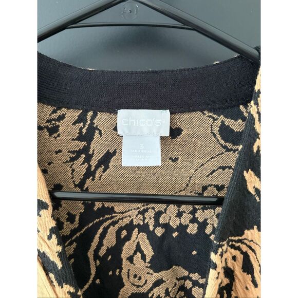 NWT Chico’s Animal Print Jacquard Pattern Camel Cardigan Size 3/XL - Picture 5 of 10